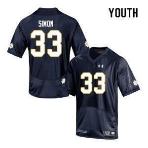 Notre Dame Fighting Irish Youth Shayne Simon #33 Navy Under Armour Authentic Stitched College NCAA Football Jersey TJW0099KD